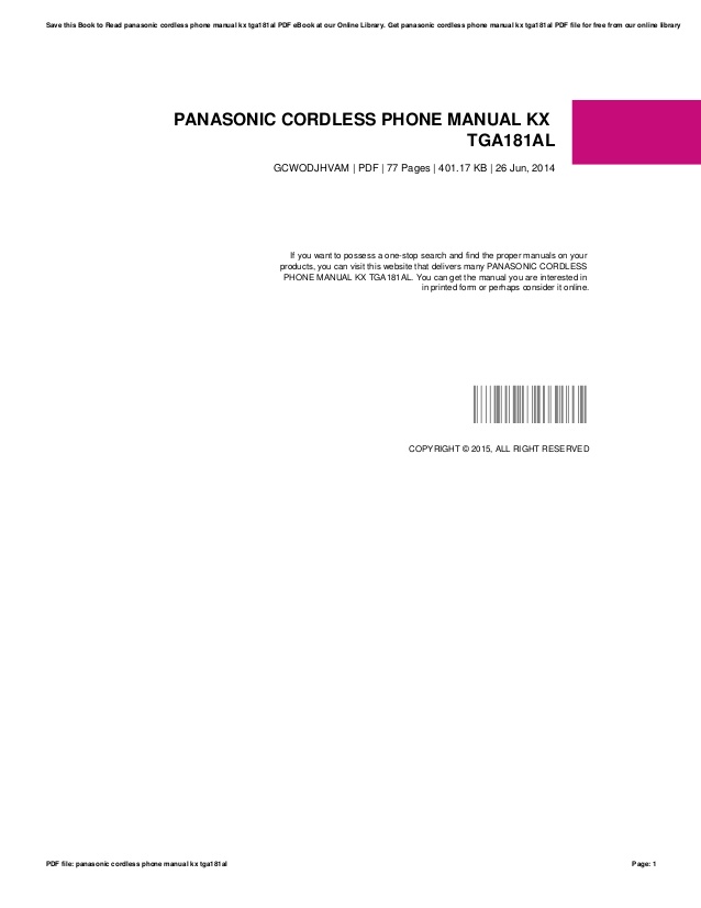 Panasonic kx tga181al manual download windows 10